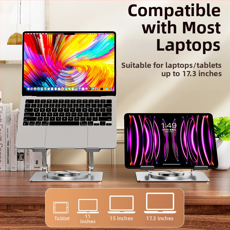 Въртяща се стойка за лаптоп, вертикална, настолна, повдигаща се, куха, охлаждаща, повдигаща се, сгъваема метална стойка за лаптоп