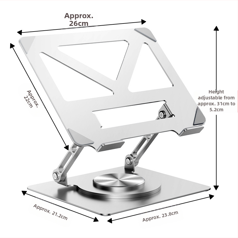 Pöörlev sülearvutialus, vertikaalne lauaarvuti, tõstev õõnes jahutav tõstetav kokkupandav metallist sülearvutialus