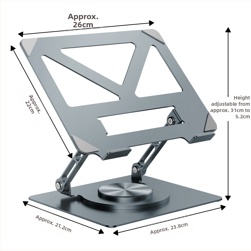 Pöörlev sülearvutialus, vertikaalne lauaarvuti, tõstev õõnes jahutav tõstetav kokkupandav metallist sülearvutialus