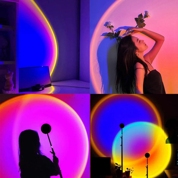 Internetikuulsuste RGB päikeseloojanguvalgusti tõstmiseks kaasaskantav väike põrandavalgusti atmosfääri projektsioon hämaruse järelkuma taust päikeseloojanguvalgus