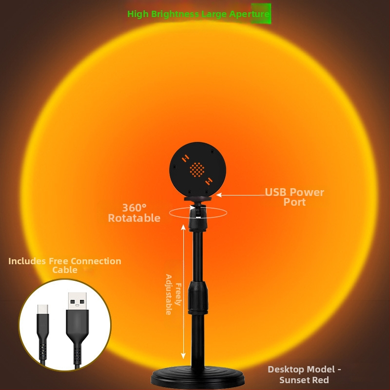 Internetikuulsuste RGB päikeseloojanguvalgusti tõstmiseks kaasaskantav väike põrandavalgusti atmosfääri projektsioon hämaruse järelkuma taust päikeseloojanguvalgus