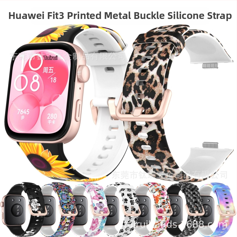 Huawei Watch Fit3 nyomtatott színes csattal ellátott szilikon szíj Huawei Fit3 Smart Sport csereszíj