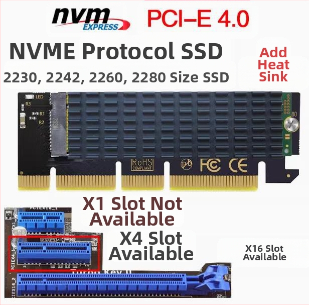 SSDM. 2 NVME към PCIE PCI-E4.0 X1 X4 X8 x16 високоскоростна разширителна преобразувателна карта