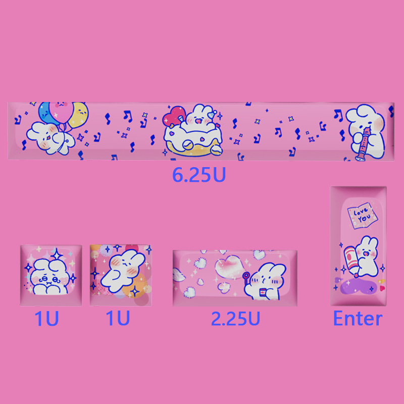 Värv PBT Materjal Korallmeri Yugui koer Parchal koer Roosa Termosublimatsioon ESC Lisaklaviatuur Mehaaniline klaviatuurikate