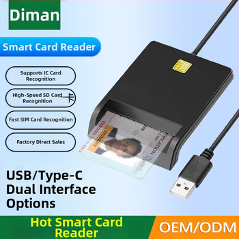 USB2.0 nutikas kiipkaardilugeja Ic pangakaardi C-tüüpi kõik-ühes kaardilugeja toetab SIM-kaardi ID-d CAC-i