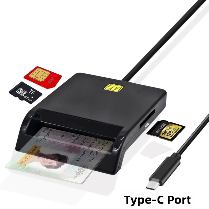 USB2.0 nutikas kiipkaardilugeja Ic pangakaardi C-tüüpi kõik-ühes kaardilugeja toetab SIM-kaardi ID-d CAC-i