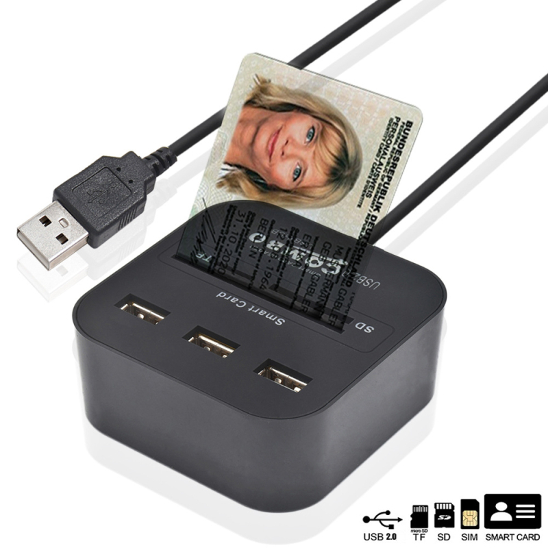 USB2.0 nutikas kiipkaardilugeja Ic pangakaardi C-tüüpi kõik-ühes kaardilugeja toetab SIM-kaardi ID-d CAC-i