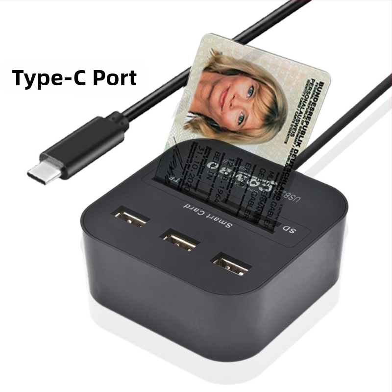 USB2.0 nutikas kiipkaardilugeja Ic pangakaardi C-tüüpi kõik-ühes kaardilugeja toetab SIM-kaardi ID-d CAC-i