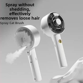 Гребен за масаж на кучета с спрей за домашни любимци, гребен за премахване на окосмяване с едно докосване за котки, гребен за котки, UV стерилизация и премахване на акари