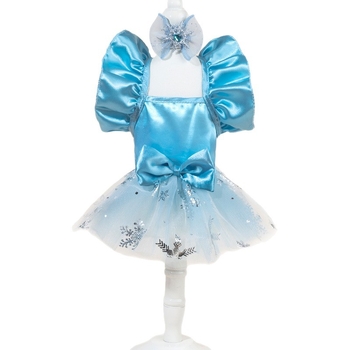 Директна доставка от фабрика/готови за склад Нови дрехи за домашни любимци Елза за котки и кучета Пухкава прежда Синя сватбена рокля Galaxy