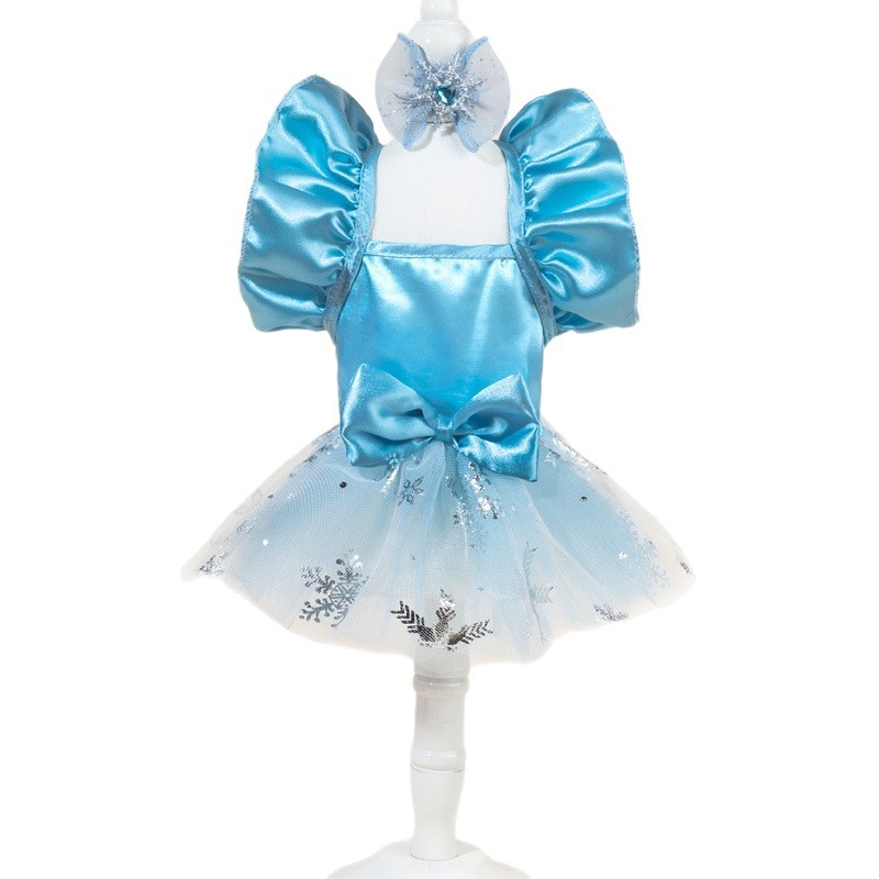 Директна доставка от фабрика/готови за склад Нови дрехи за домашни любимци Елза за котки и кучета Пухкава прежда Синя сватбена рокля Galaxy