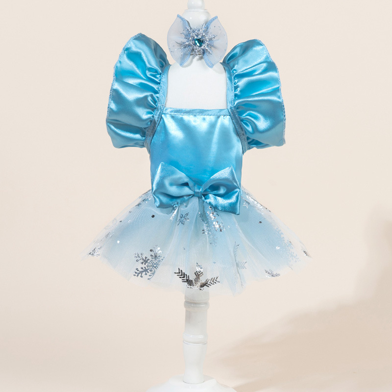 Директна доставка от фабрика/готови за склад Нови дрехи за домашни любимци Елза за котки и кучета Пухкава прежда Синя сватбена рокля Galaxy