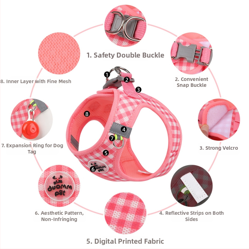 Amazon Explosions Котешка каишка за домашни любимци, гърди за кучета, гръб, кариран принт за котенца, дишаща, за кучета, гръб, кученце, кръстосана граница