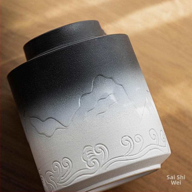 Урна за домашни любимци Бял Черен Релеф Пейзаж Xiangyun Морски вълнички Паметник на смъртта Котка Куче Огън Вкус