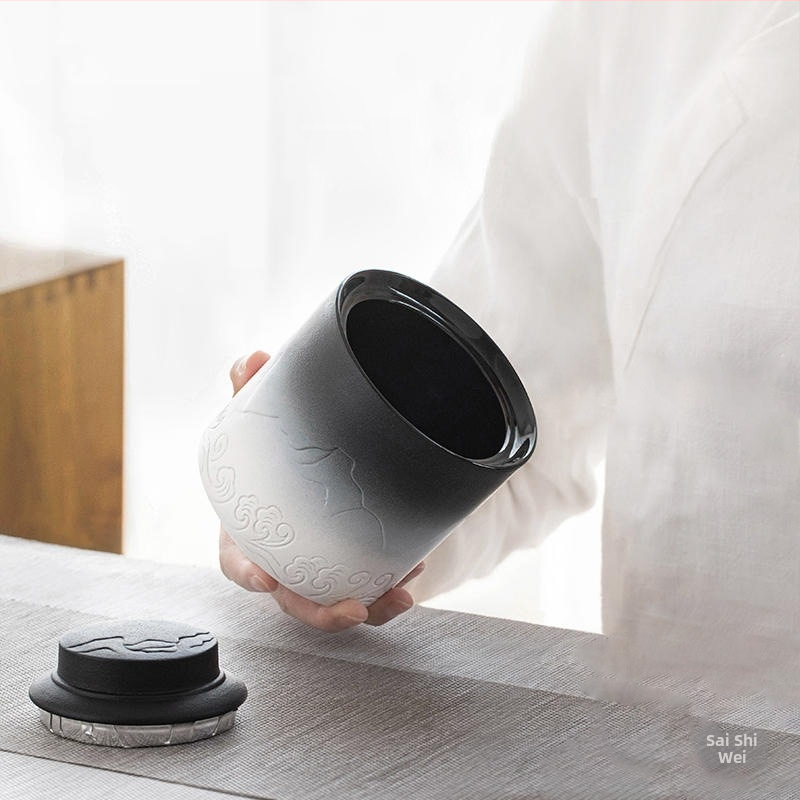 Урна за домашни любимци Бял Черен Релеф Пейзаж Xiangyun Морски вълнички Паметник на смъртта Котка Куче Огън Вкус