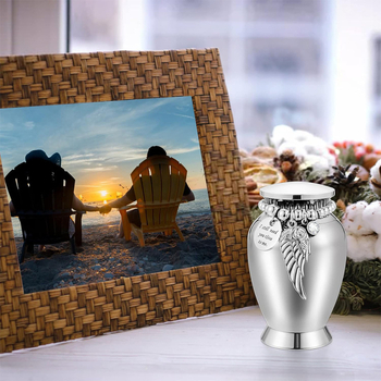 Jauna mājdzīvnieku urna, alumīnija sakausējuma urna ar lodveida spārniem un gravējumu, urna mīļoto un mājdzīvnieku piemiņai