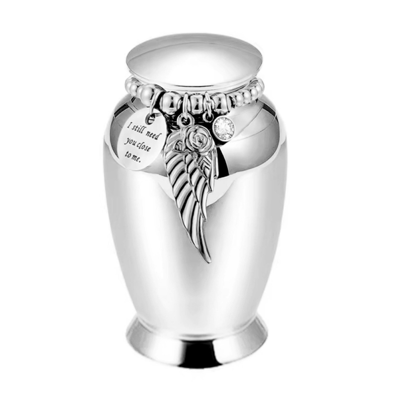 Jauna mājdzīvnieku urna, alumīnija sakausējuma urna ar lodveida spārniem un gravējumu, urna mīļoto un mājdzīvnieku piemiņai