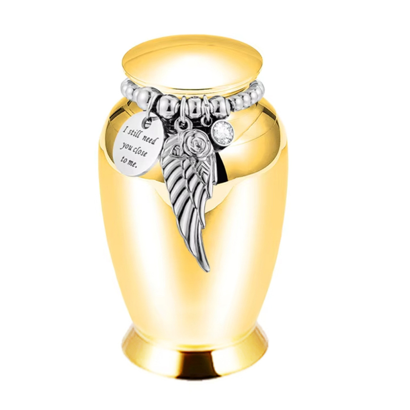 Jauna mājdzīvnieku urna, alumīnija sakausējuma urna ar lodveida spārniem un gravējumu, urna mīļoto un mājdzīvnieku piemiņai