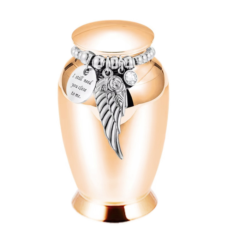 Jauna mājdzīvnieku urna, alumīnija sakausējuma urna ar lodveida spārniem un gravējumu, urna mīļoto un mājdzīvnieku piemiņai