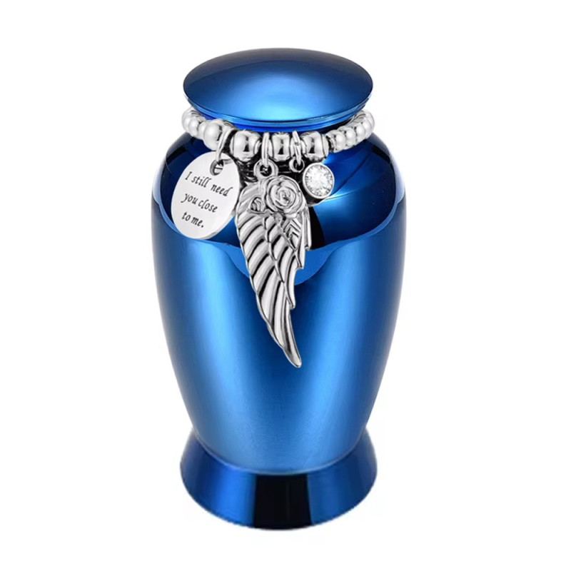 Jauna mājdzīvnieku urna, alumīnija sakausējuma urna ar lodveida spārniem un gravējumu, urna mīļoto un mājdzīvnieku piemiņai