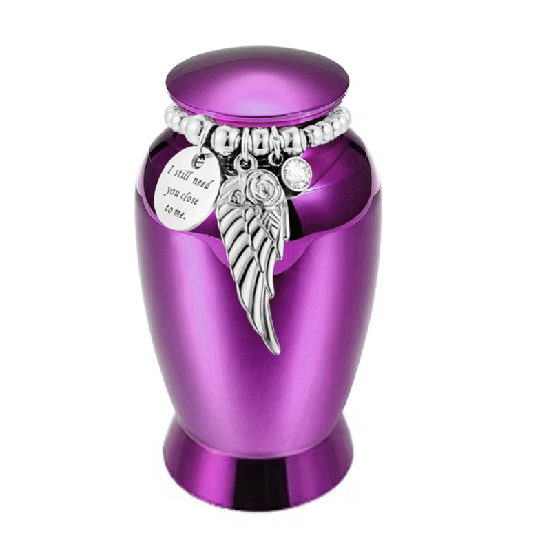 Jauna mājdzīvnieku urna, alumīnija sakausējuma urna ar lodveida spārniem un gravējumu, urna mīļoto un mājdzīvnieku piemiņai