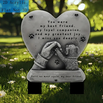 1 tükk, 2D lame akrüülist loomakujuline hauakivi sisetükk 7 tolli 8 tolli - ideaalne aeda