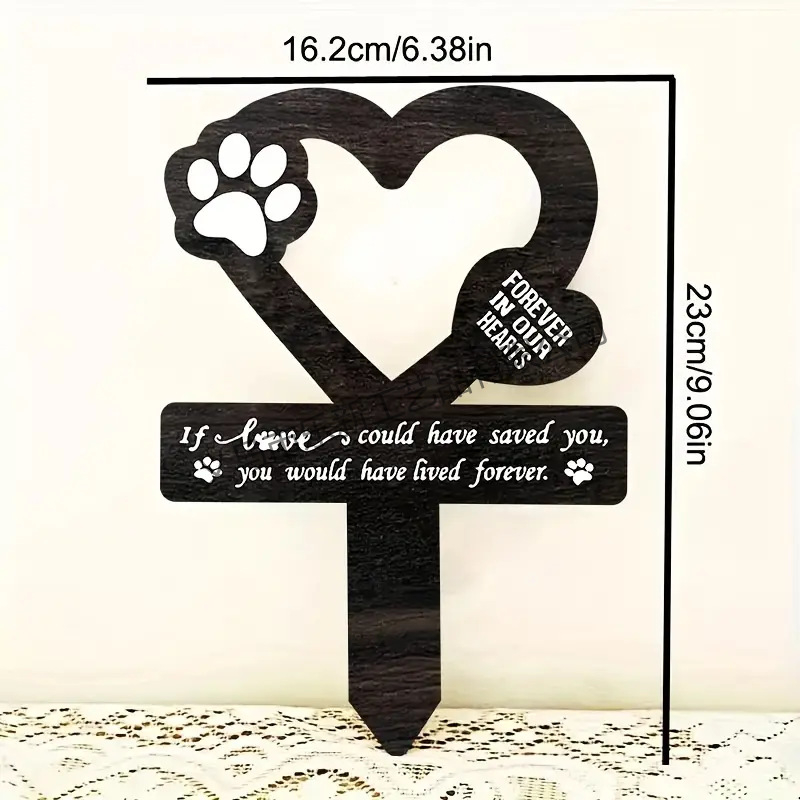 1 tükk, 2D lame akrüülist loomakujuline hauakivi sisetükk 7 tolli 8 tolli - ideaalne aeda