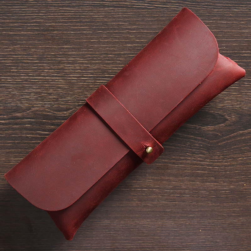 Első rétegű marhabőr retró koreai tolltartó, egyszerű kivitel, divatos, nagy kapacitású bőr japán stílusú tolltartó középiskolásoknak és általános iskolásoknak