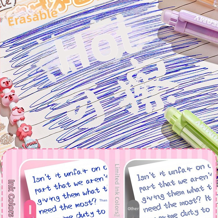 Mazateľné pero s termosenzitívnym zasúvacím mechanizmom pre žiakov základných škôl, vysokohodnotné modré gumové pero na prípravu na skúšky, doplniteľné