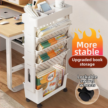 Настолен рафт за книги, студентски многослоен голям капацитет за съхранение на книги, поставка за книги, подвижна поставка за четене