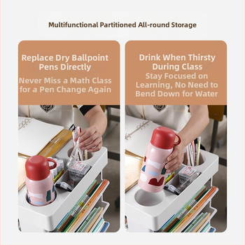 Настолен рафт за книги, студентски многослоен голям капацитет за съхранение на книги, поставка за книги, подвижна поставка за четене