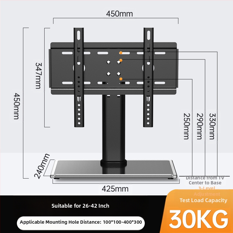 Suport TV universal, fără perforații, pentru birou, suport elevat pentru 32/55/65/80 inch