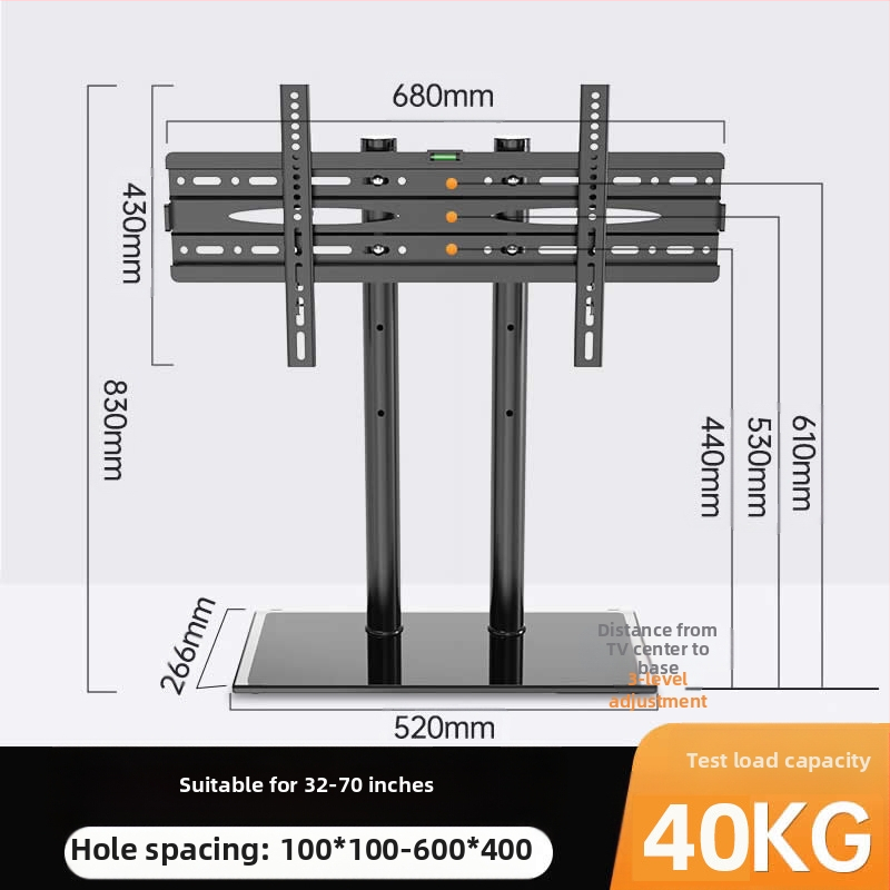 Suport TV universal, fără perforații, pentru birou, suport elevat pentru 32/55/65/80 inch