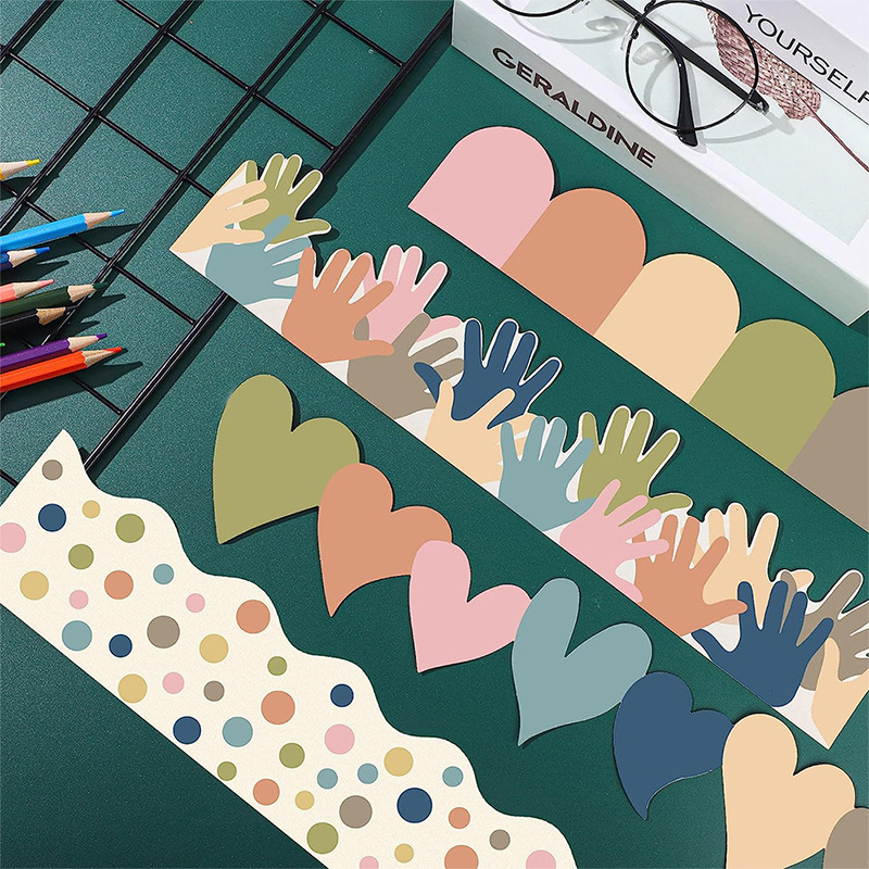 Piiriülene populaarne boheemlaslikus stiilis äärise dekoratiivpaberist kaart koolihooajaks mõeldud tahvel, teadetetahvel, seina dekoratiivpaber