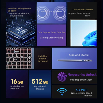 Ολοκαίνουργιο φορητό υπολογιστή 15,6 ιντσών Core I9 I7 I5 με φορητό υπολογιστή παιχνιδιών, φορητό φορητό υπολογιστή γραφείου και επαγγελματικού internet