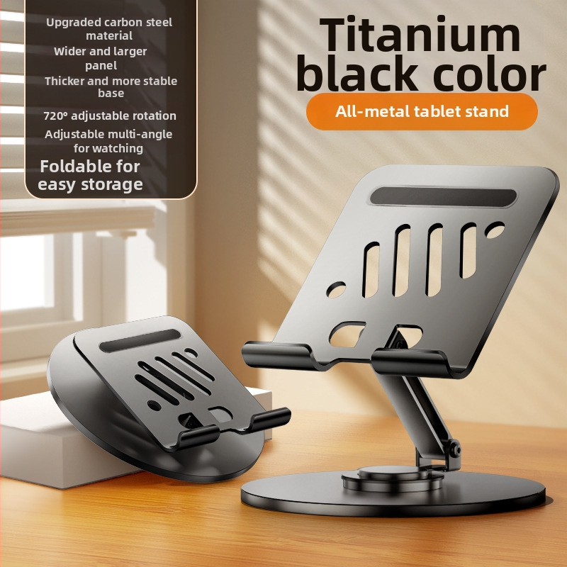 Mobiltelefontartó szénacélból, lapos, univerzális, magasító állvány, 360 fokban forgatható, összecsukható, emelhető asztali polc