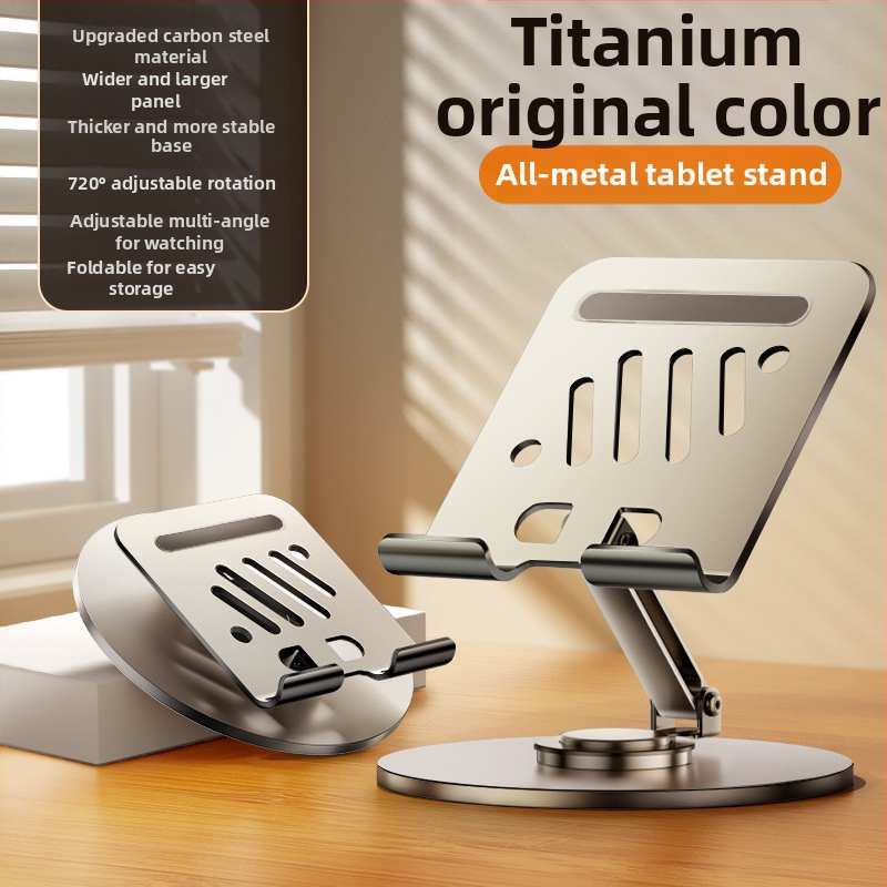 Mobiltelefontartó szénacélból, lapos, univerzális, magasító állvány, 360 fokban forgatható, összecsukható, emelhető asztali polc