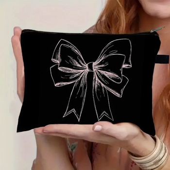 Täiustatud kosmeetikakott niššis armas vibuga hoiukott kosmeetika hoiukott suure mahutavusega nahahoolduskott