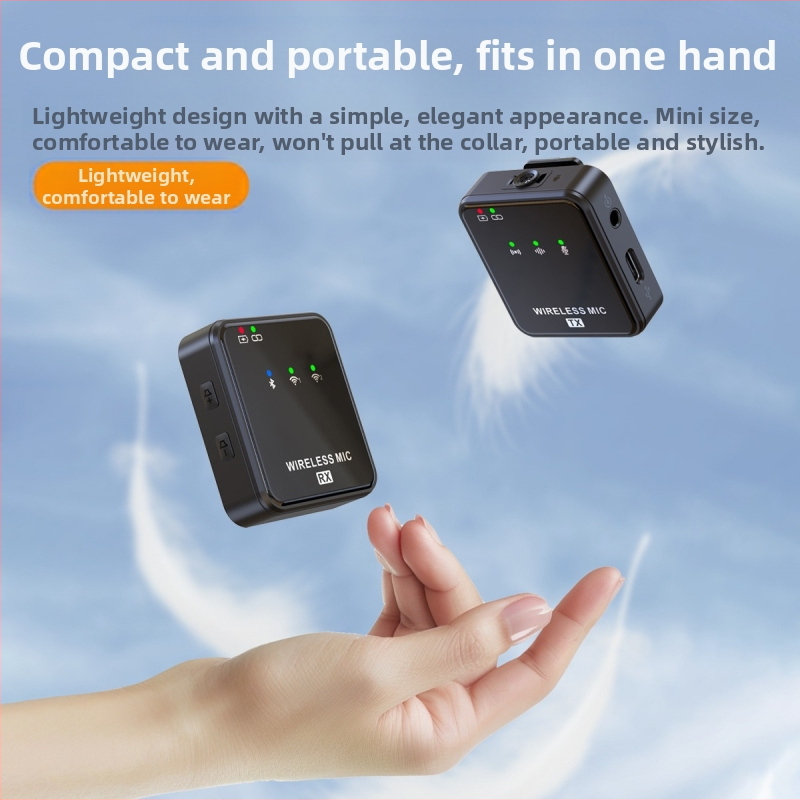Фабричен директен безжичен микрофон с щипка за нашийник за външен запис на живо микрофон за намаляване на шума с едно плъзгане, два безжични микрофона