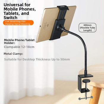 Metallist tugev klamber mobiiltelefoni selfie otseülekande alus lauale voodi kõrvale fikseeritud universaalne voolik laiskadele inimestele painduv