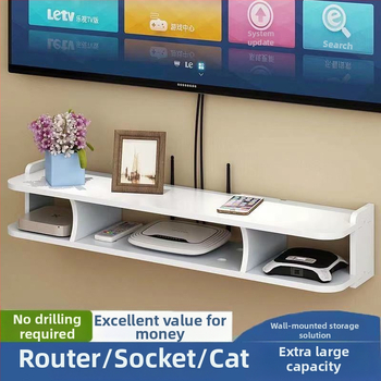 Ασύρματο κουτί αποθήκευσης δρομολογητή Επιτοίχια βάση αποθήκευσης WiFi για αποκωδικοποιητή γάτας Κρεμαστό ράφι τοίχου χωρίς τρυπήματα