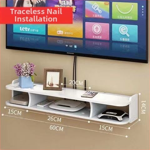 Traadita ruuteri hoiukast, seinale kinnitatav WiFi hoiuriiul kassi digiboksile, seinale riputatav augustamata riiul