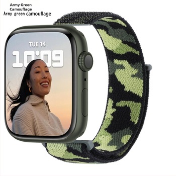Κατάλληλο για Apple Watch 5678910 Λουράκι από νάιλον καμουφλάζ με θηλιά και velcro για το iWatch S10 Sports