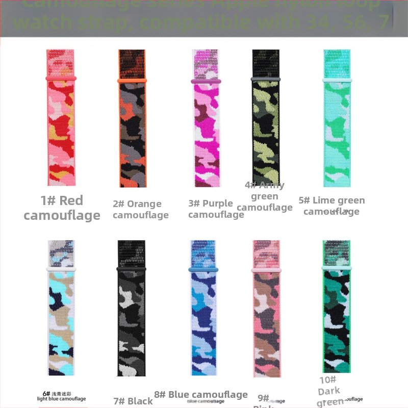 Apple Watch 5678910 álcázó nejlonszíj iWatch S10 tépőzáras sport karpánt