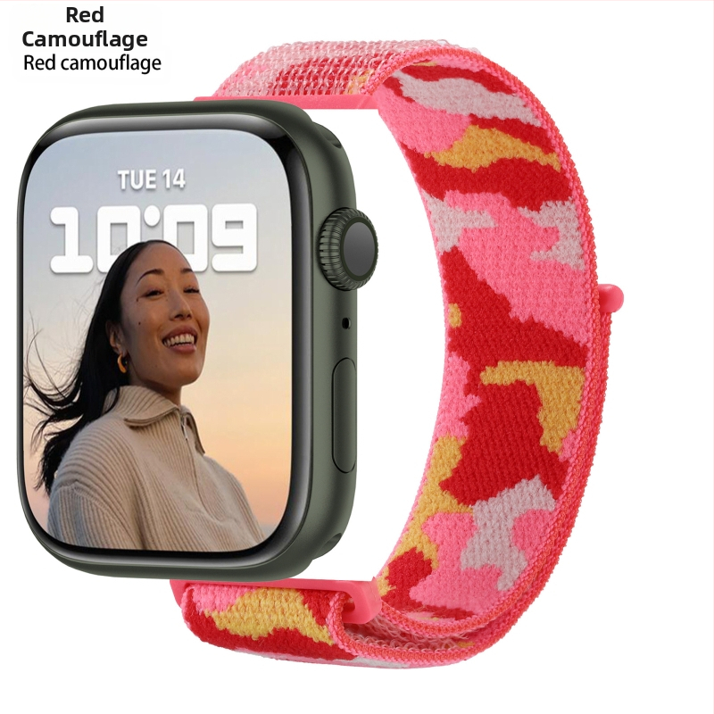 Apple Watch 5678910 álcázó nejlonszíj iWatch S10 tépőzáras sport karpánt