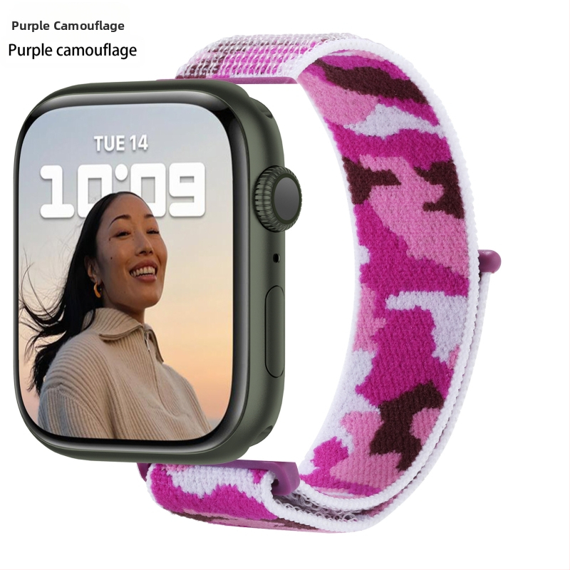 Apple Watch 5678910 álcázó nejlonszíj iWatch S10 tépőzáras sport karpánt