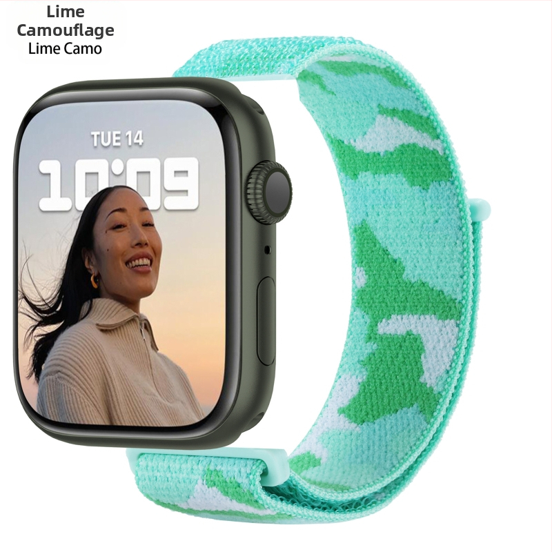 Apple Watch 5678910 álcázó nejlonszíj iWatch S10 tépőzáras sport karpánt