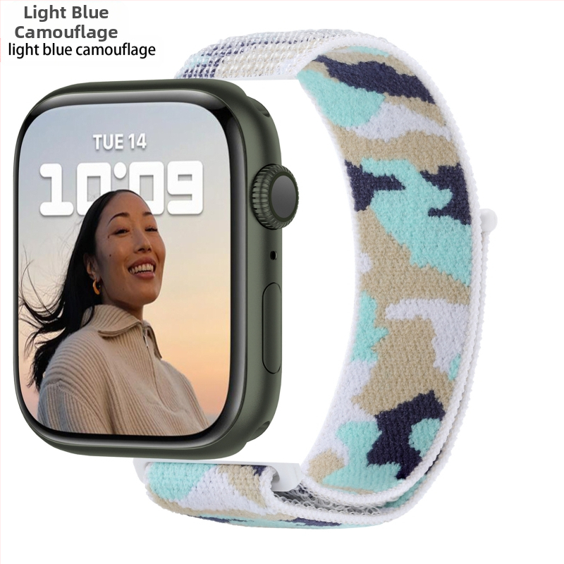 Apple Watch 5678910 álcázó nejlonszíj iWatch S10 tépőzáras sport karpánt