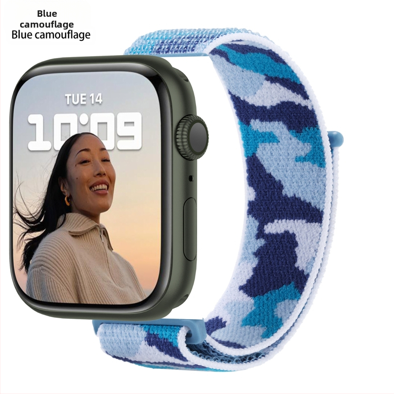 Apple Watch 5678910 álcázó nejlonszíj iWatch S10 tépőzáras sport karpánt