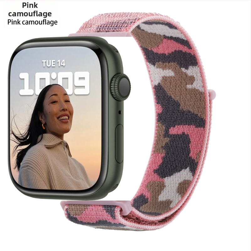 Apple Watch 5678910 álcázó nejlonszíj iWatch S10 tépőzáras sport karpánt